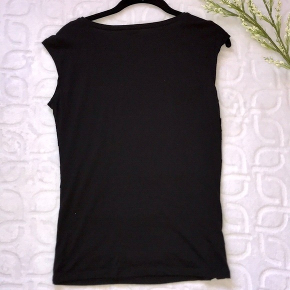 ANN TAYLOR Black Beaded Cap Sleeve Top Size SmallP - Picture 6 of 8